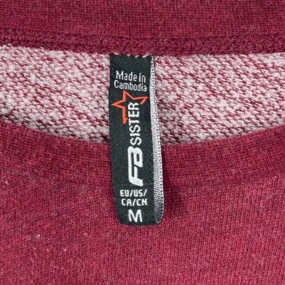 FB Sister Oversized Crewneck Sweatshirt "Really?" Casual Burgundy Size Medium - Picture 4 of 5
